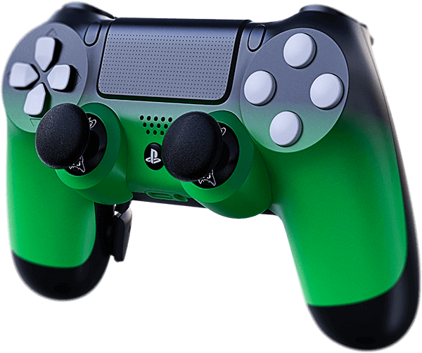 green and black ps4 controller